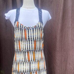 Point Zero Geometric Surf Y-Back Macrame Strap Maxi Dress - Size L